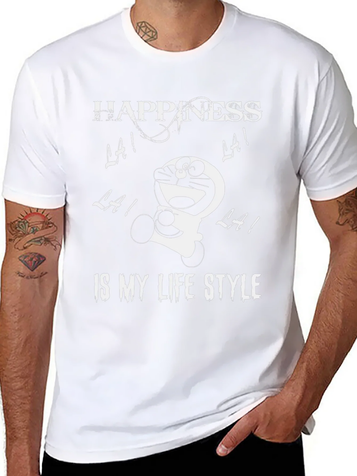 Happiness Doraemon Black Graphic Tee product image 7
