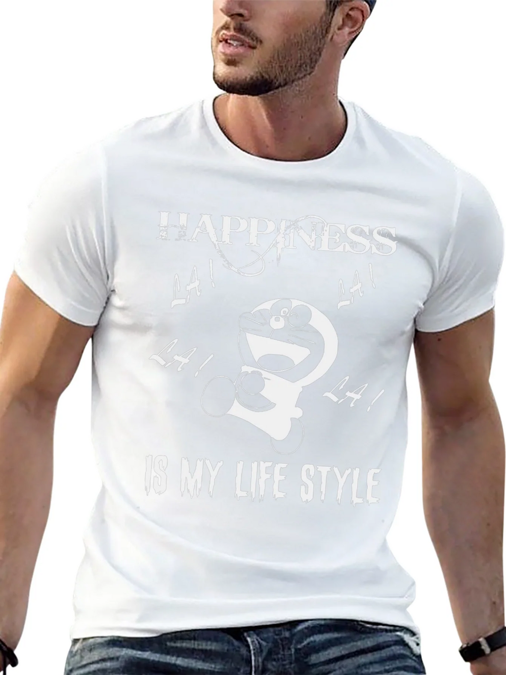 Happiness Doraemon Black Graphic Tee product image 12