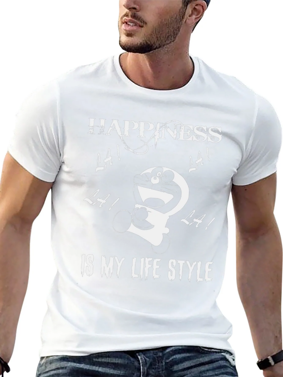 Happiness Doraemon Black Graphic Tee product image 12