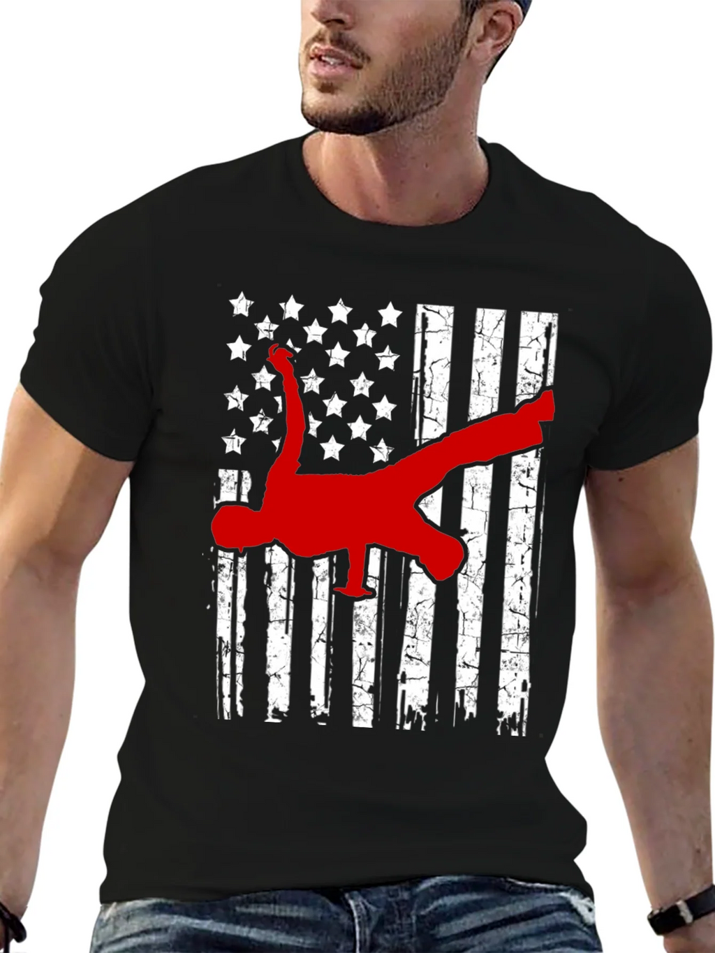 American Flag Breakdancer Graphic T-Shirt product image 2