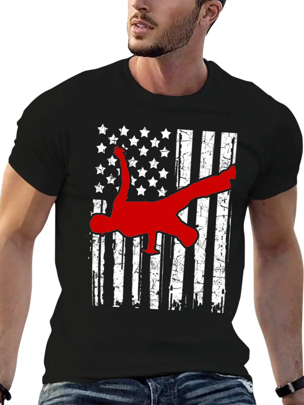 American Flag Breakdancer Graphic T-Shirt product image 2