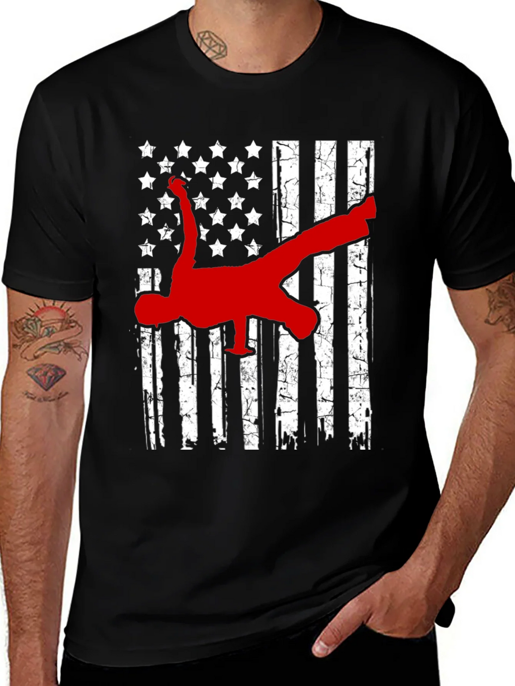 American Flag Breakdancer Graphic T-Shirt product image 1