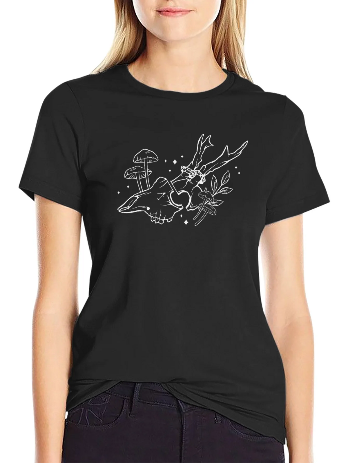 Skull & Antler Graphic Tee - Black product image 2