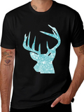 Mens Black T-Shirt with Deer Head Print product image 1