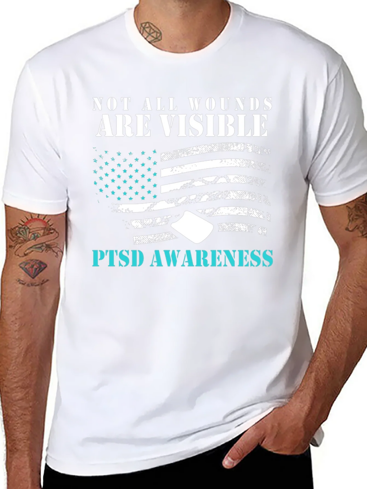 PTSD Awareness Graphic Tee - Not All Wounds Are Visible product image 3