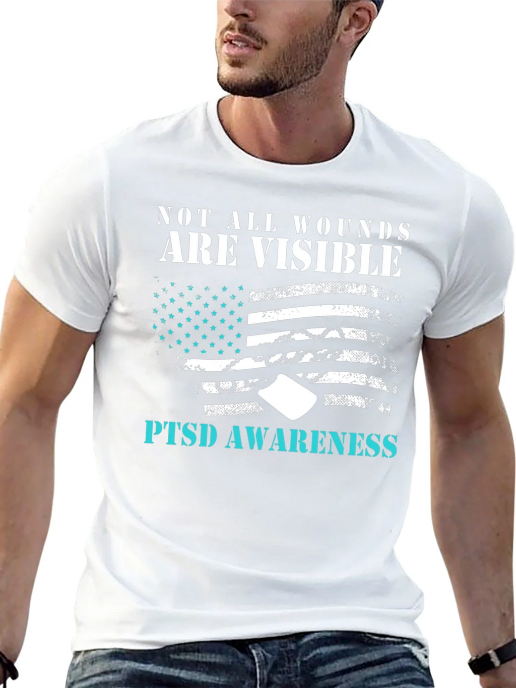 PTSD Awareness Graphic Tee - Not All Wounds Are Visible product image 6