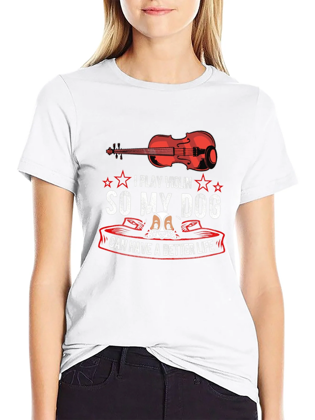 Violin & Dog Lover T-Shirt - Better Life Graphic Tee product image 3