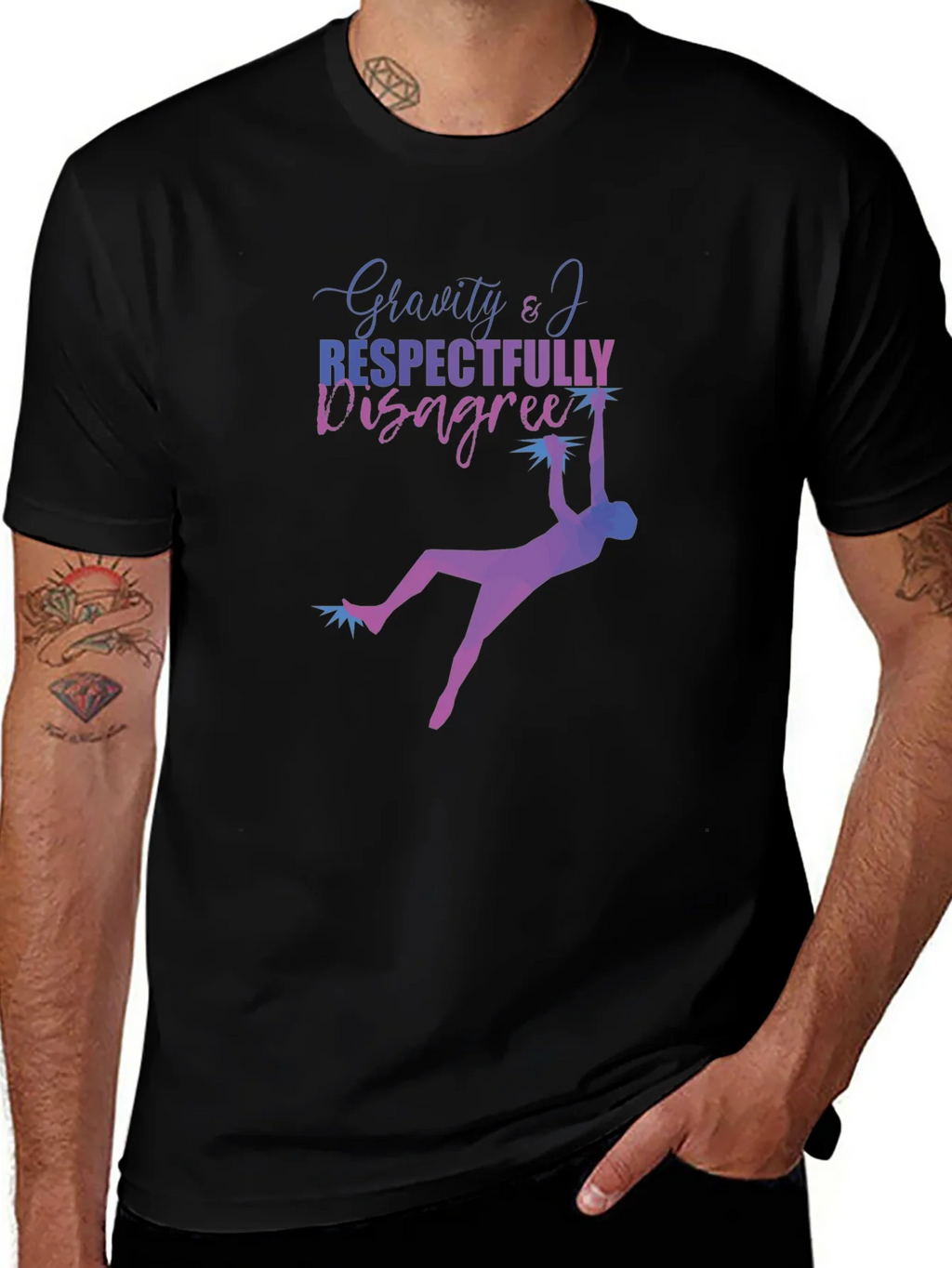 Gravity & I Respectfully Disagree Black T-Shirt product image 1