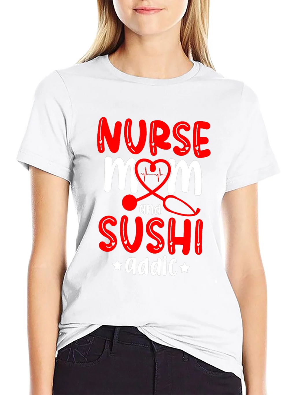 Nurse Mom Sushi Addict Graphic T-Shirt product image 4