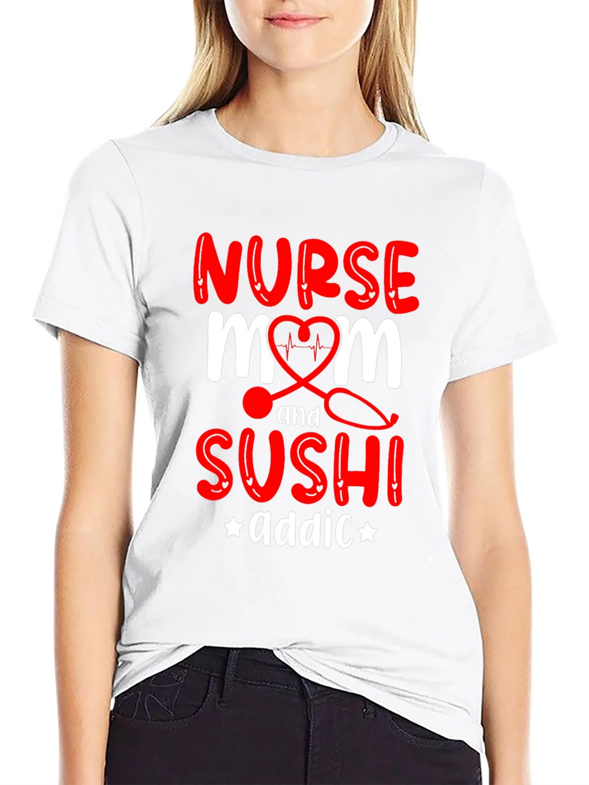 Nurse Mom Sushi Addict Graphic T-Shirt product image 4