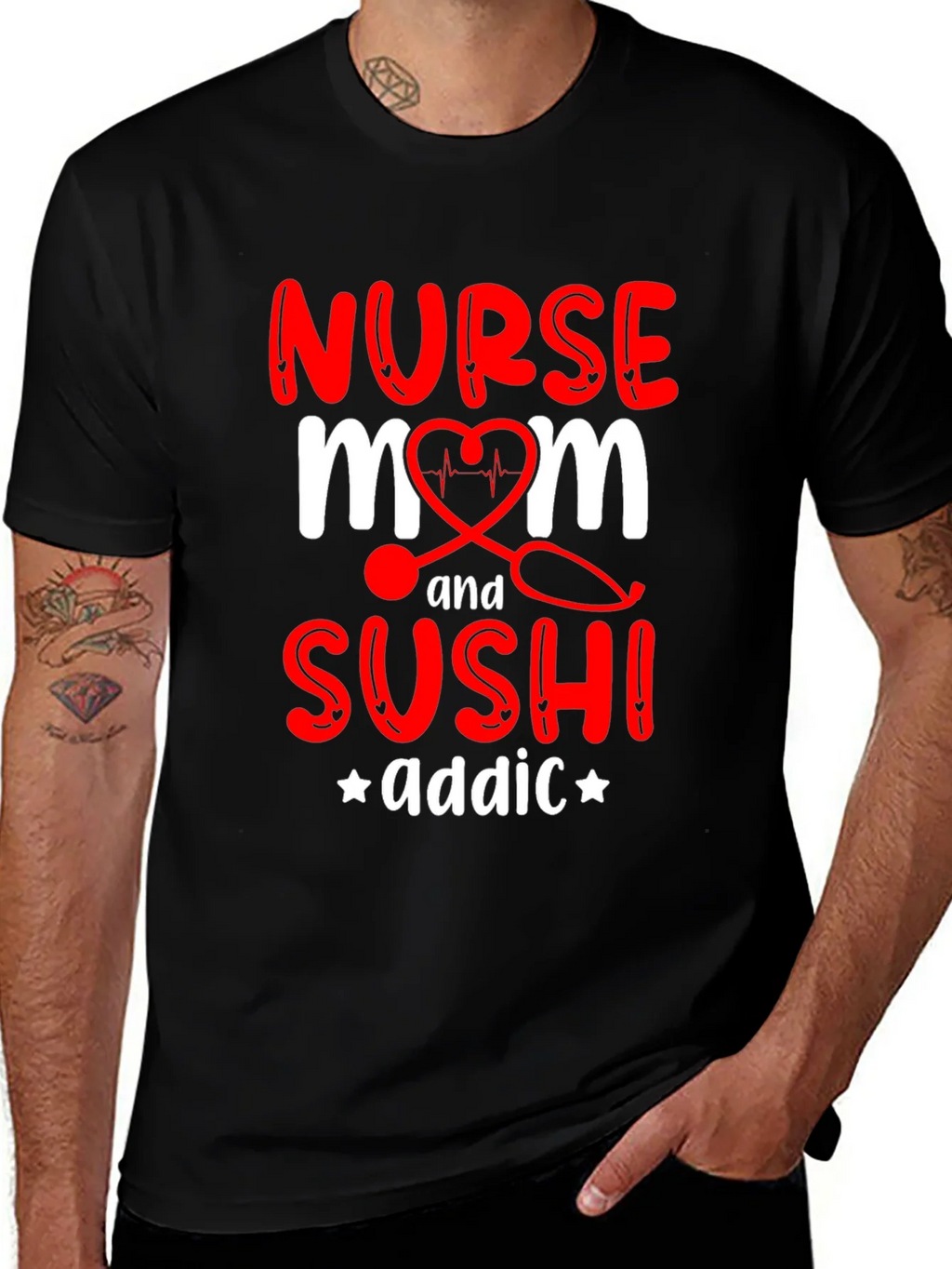 Nurse Mom Sushi Addict Graphic T-Shirt product image 1