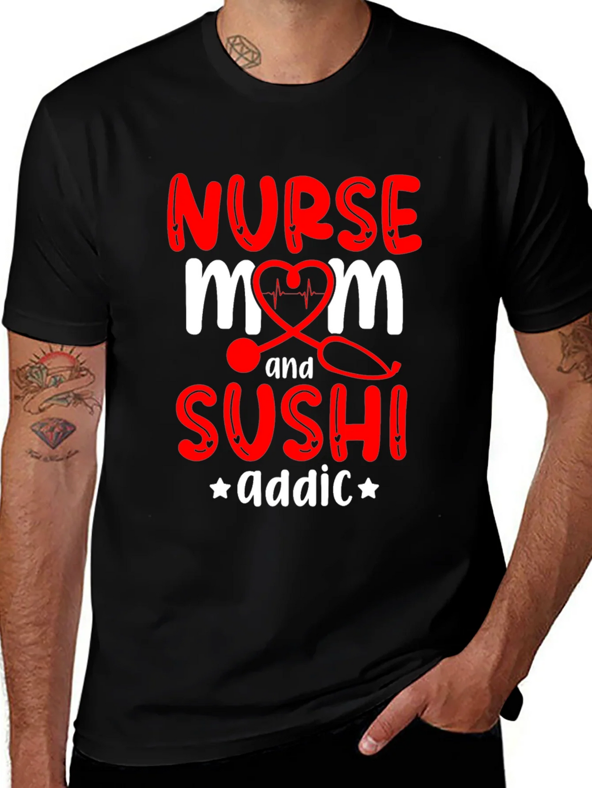 Nurse Mom Sushi Addict Graphic T-Shirt product image 1