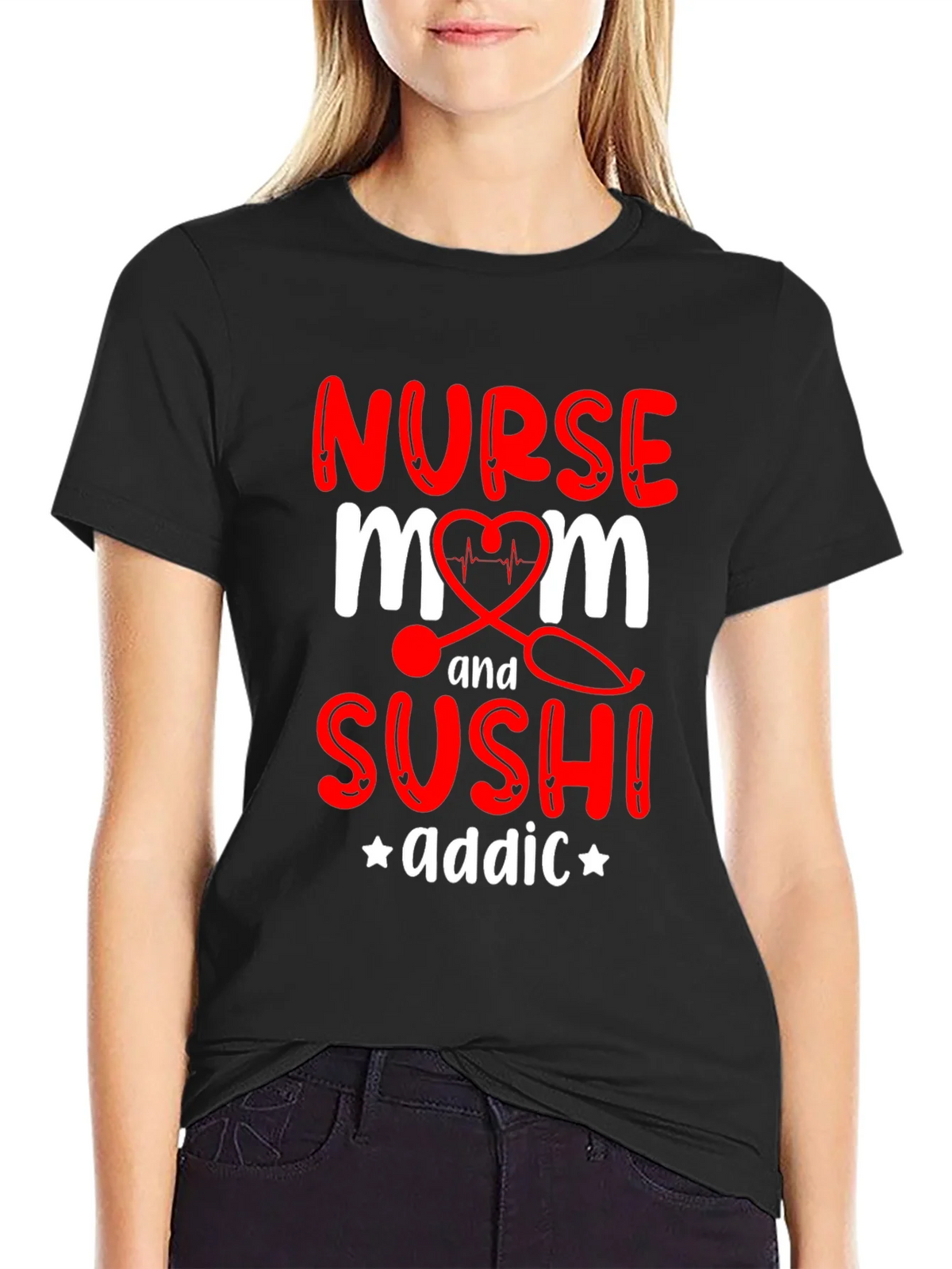 Nurse Mom Sushi Addict Graphic T-Shirt product image 2