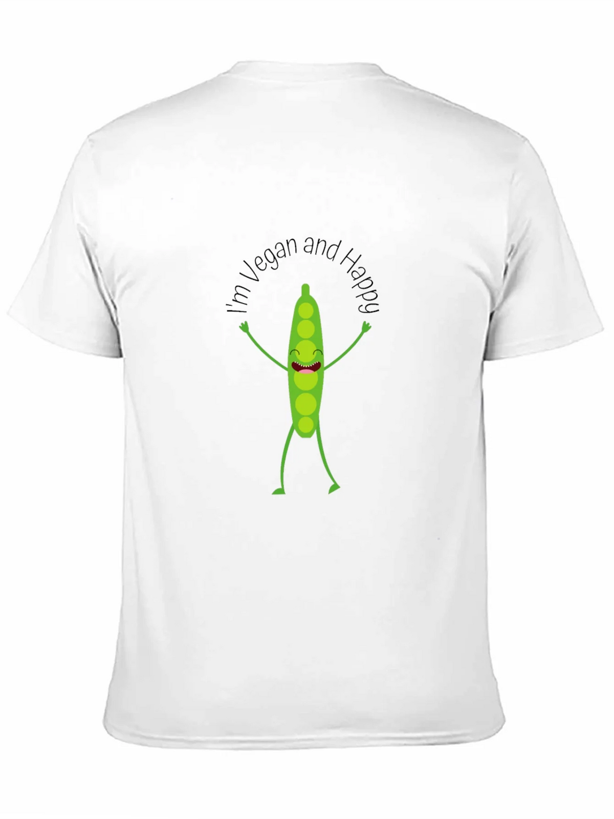 Vegan & Happy Cartoon Pea T-Shirt product image 3