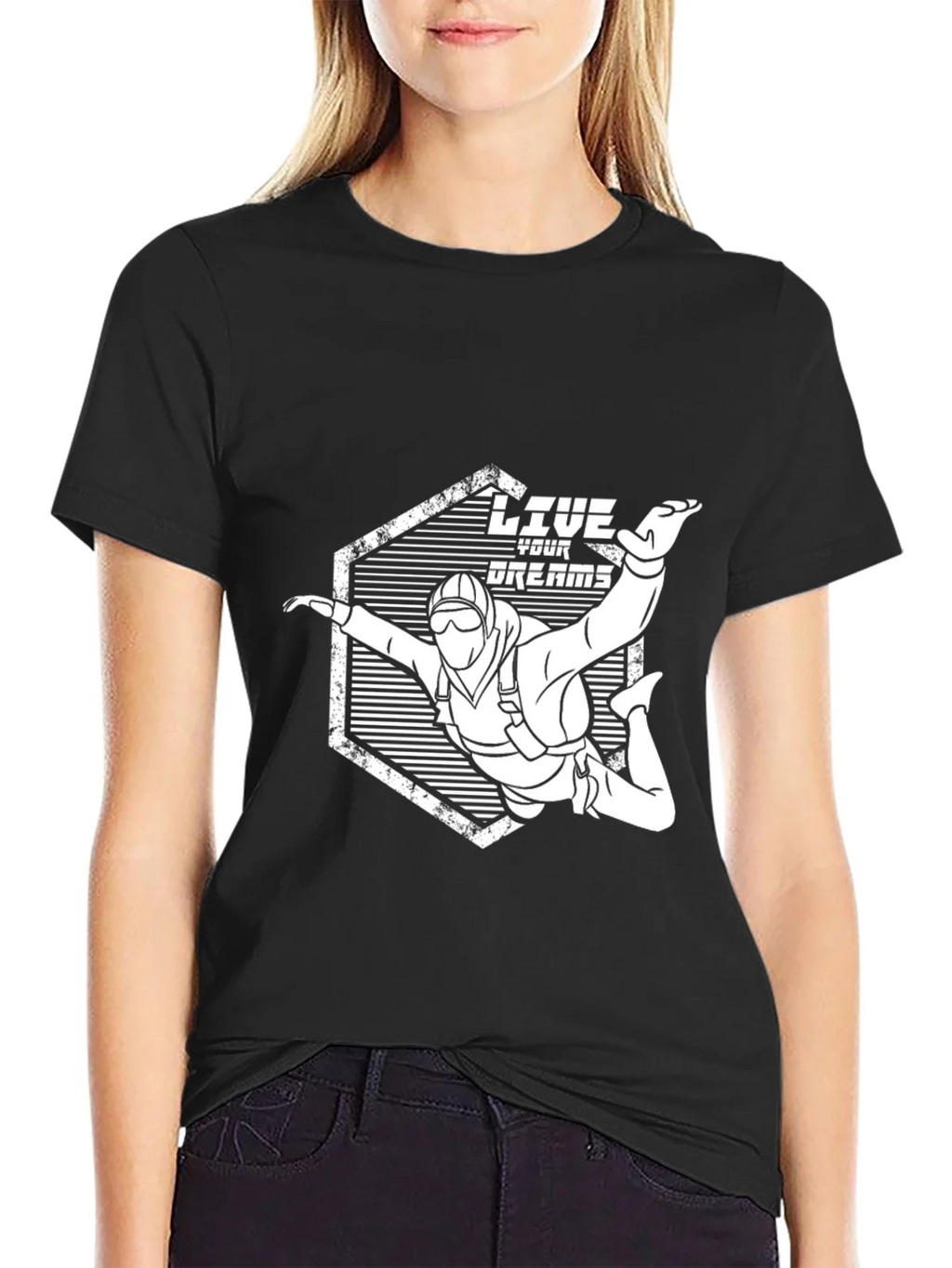 Live Your Dreams Skydiving Graphic Tee - Black product image 2