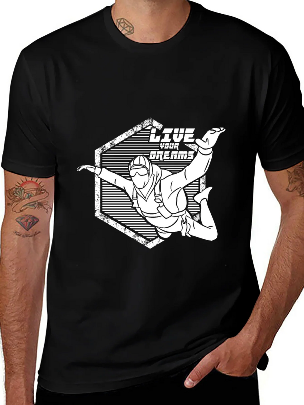 Live Your Dreams Skydiving Graphic Tee - Black product image 1