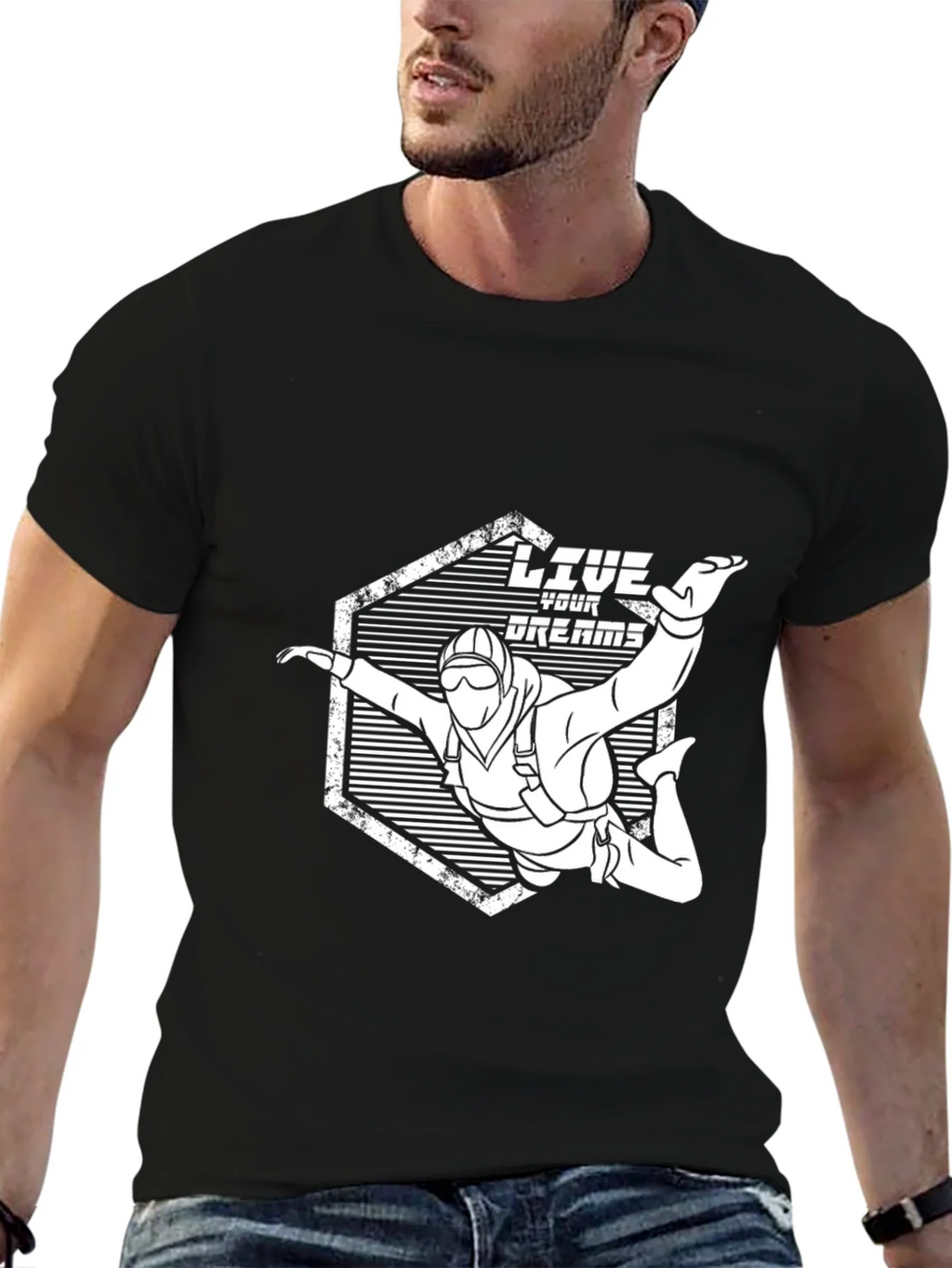 Live Your Dreams Skydiving Graphic Tee - Black product image 6