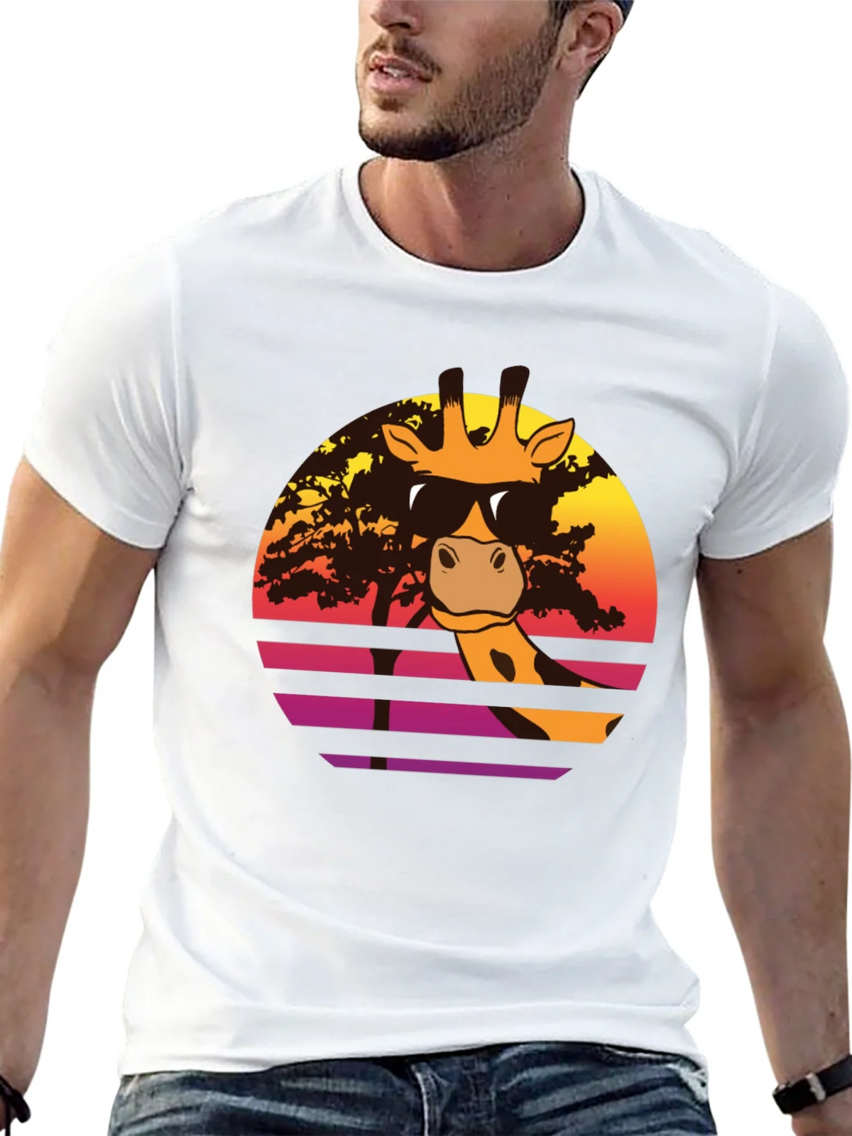 Cool Giraffe Sunset T-Shirt - Retro Animal Tee product image 5