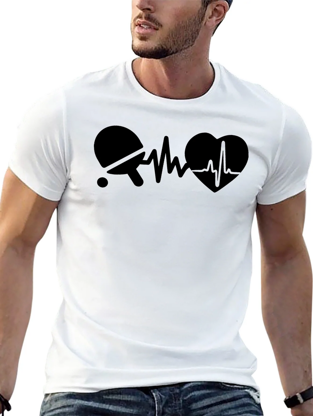 Table Tennis Heartbeat Mens Black T-Shirt product image 9