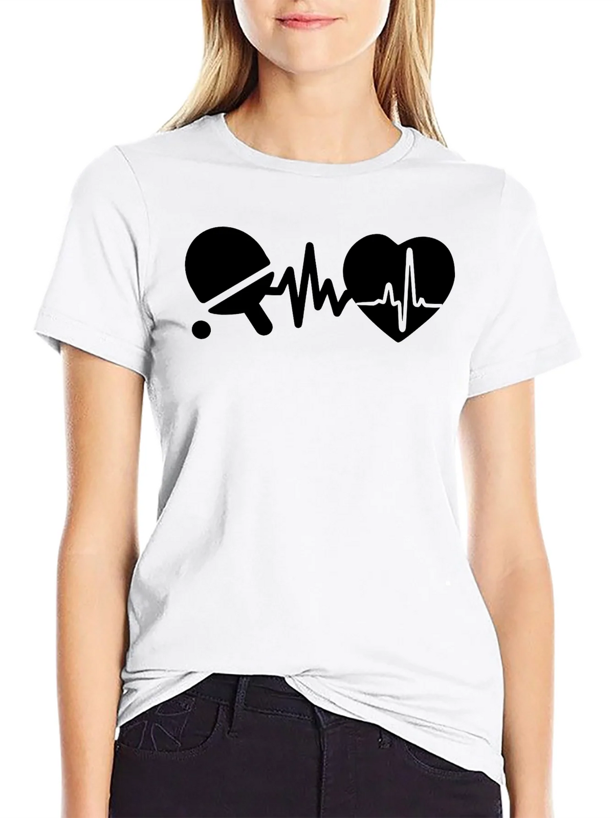 Table Tennis Heartbeat Mens Black T-Shirt product image 6