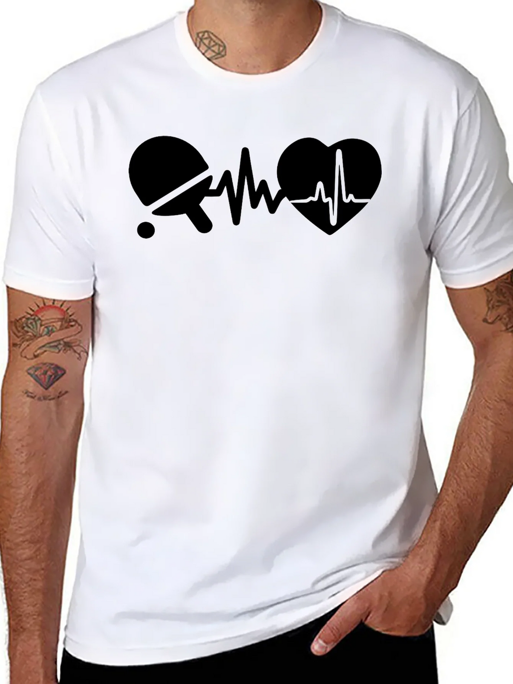 Table Tennis Heartbeat Mens Black T-Shirt product image 5