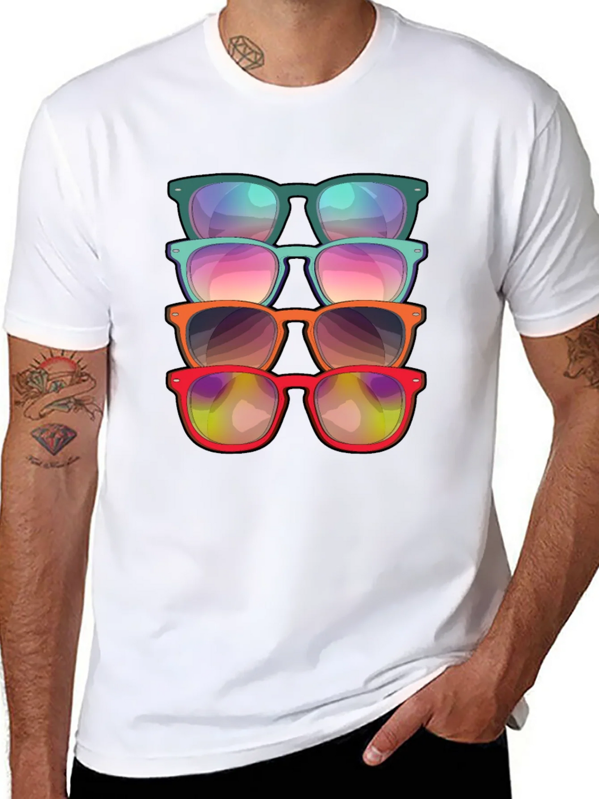 Sunglasses Stack Graphic Tee - Cool Casual Style product image 4