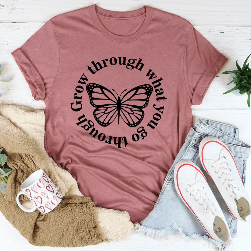 Inspiring Growth Mindset Butterfly Graphic Top – \"Grow product image 4