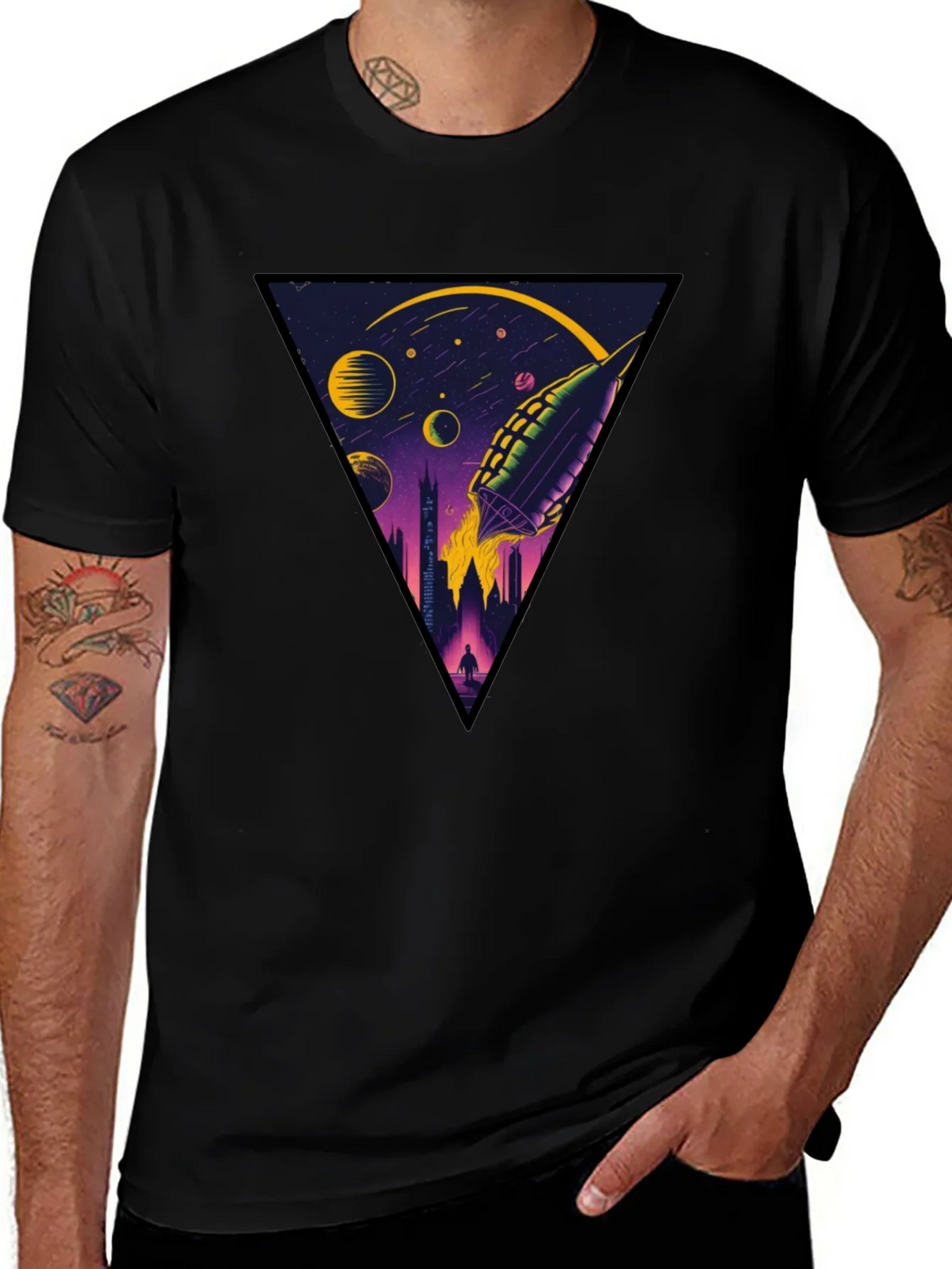 Sci-Fi Rocket Launch Graphic T-Shirt product image 1