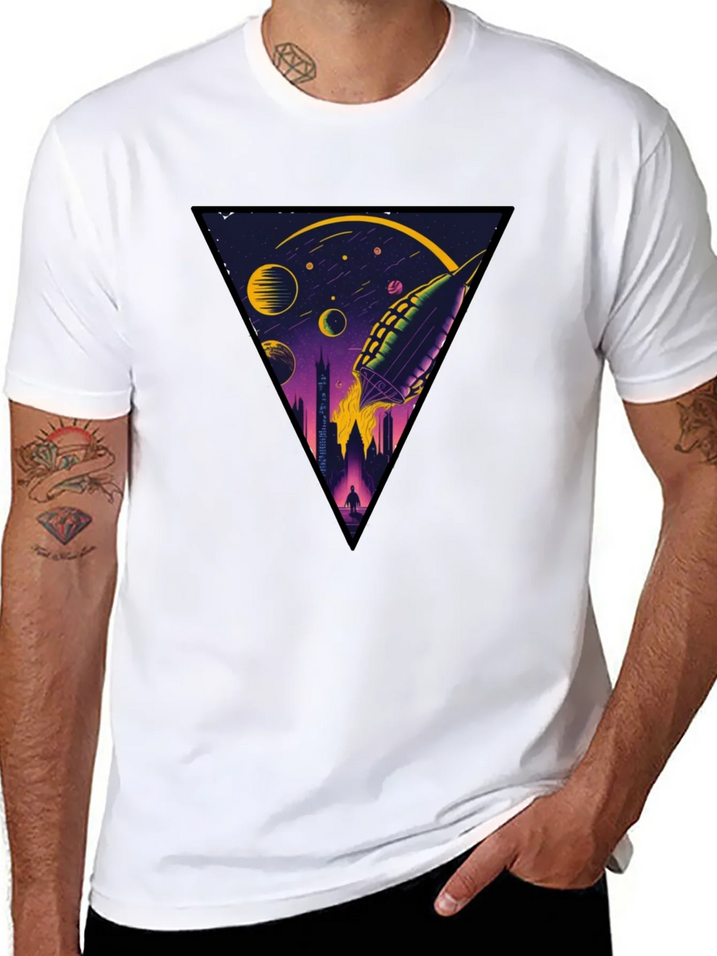 Sci-Fi Rocket Launch Graphic T-Shirt product image 5