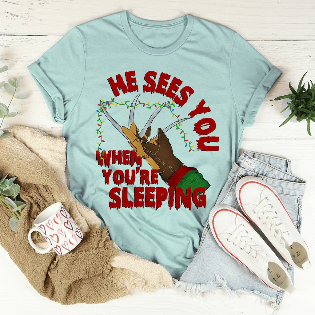 He Sees You When You're Sleeping Tee product image 4