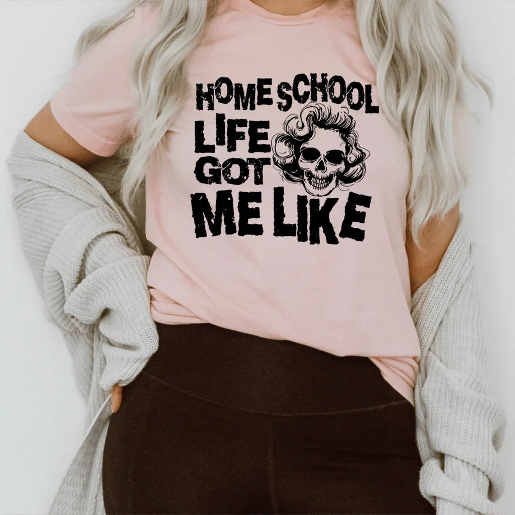 Homeschool Mom Chaos Humor Graphic Top – Life Got Me Like" product image 2