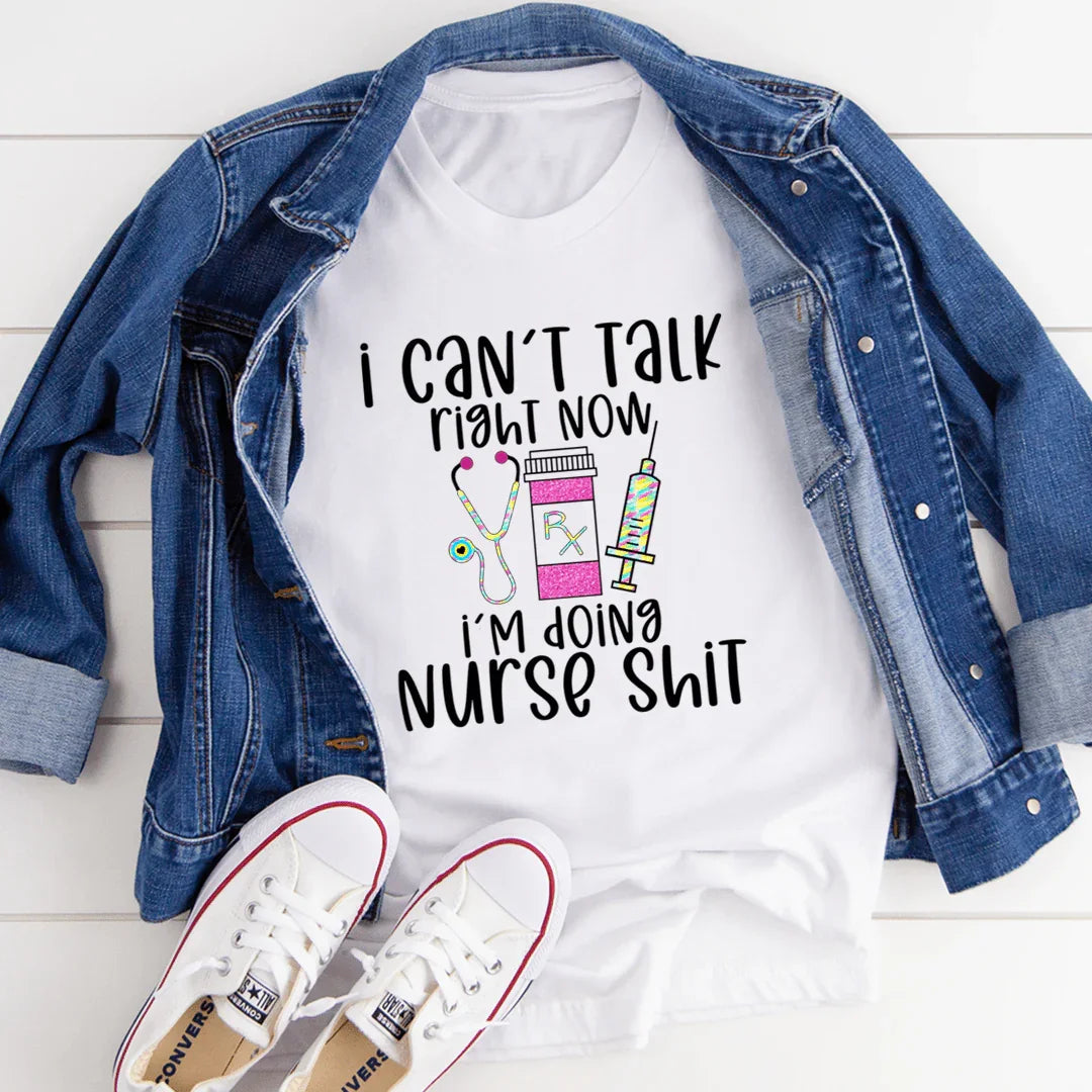 Sarcastic Healthcare Humor Graphic Tee – "I Can't Talk product image 2