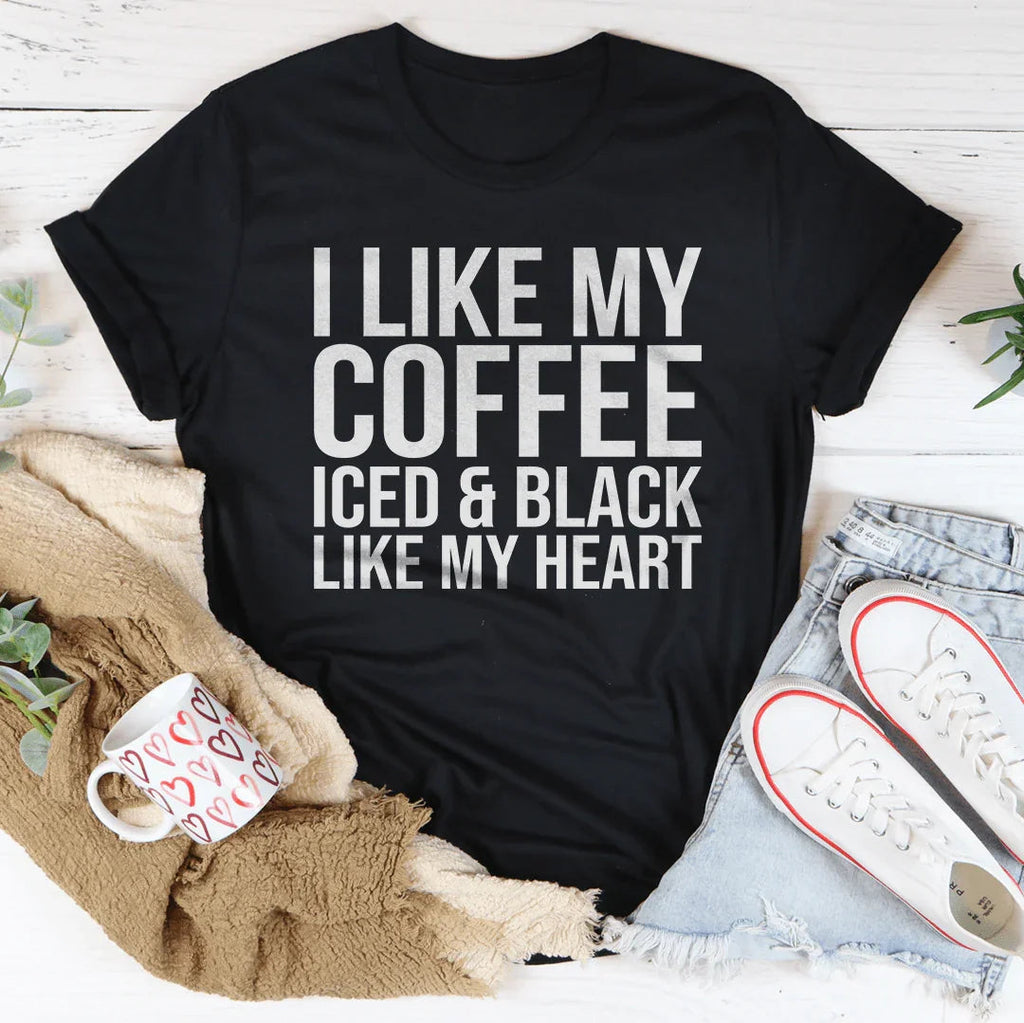 I Like My Coffee Iced And Black My Heart Tee product image 1