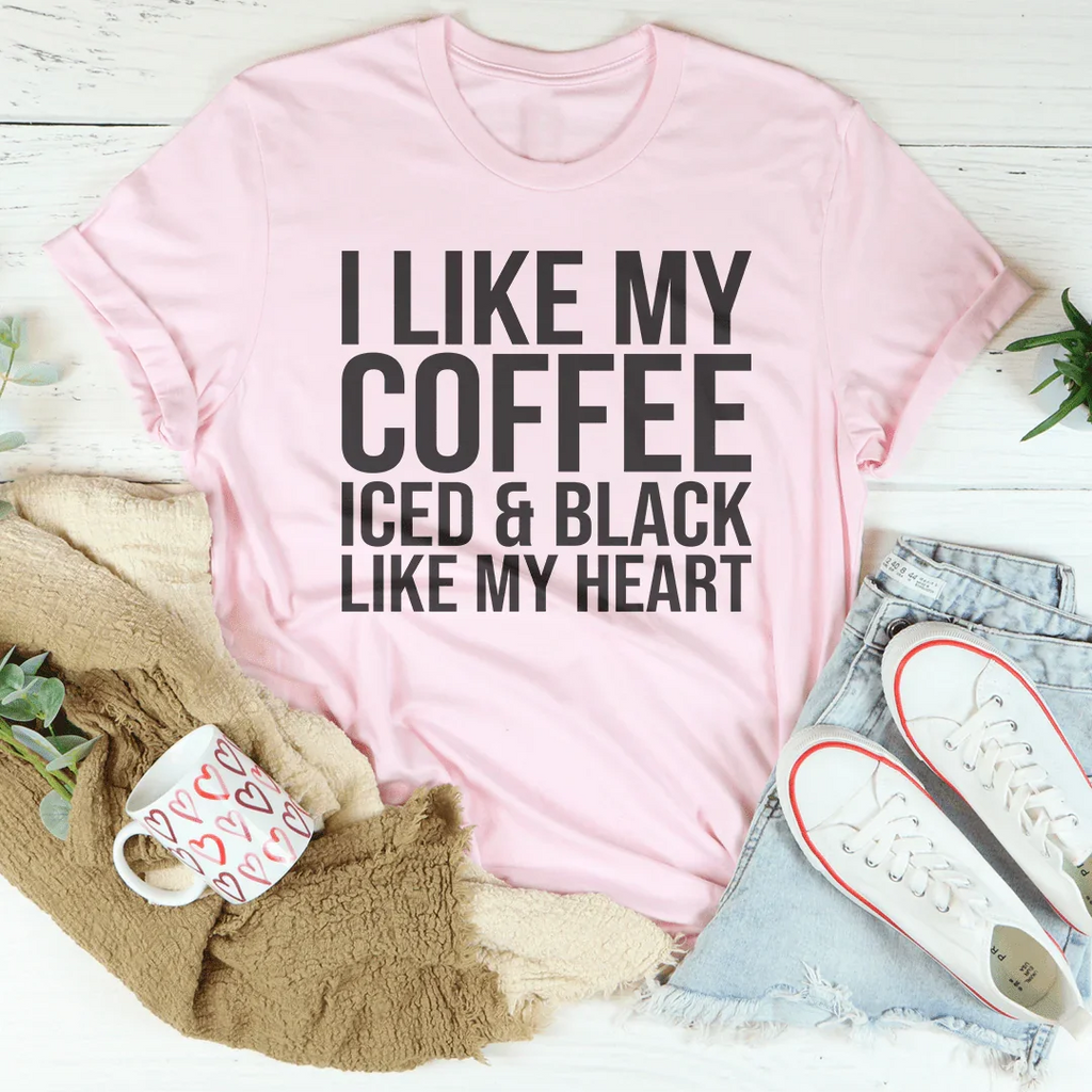 I Like My Coffee Iced And Black My Heart Tee product image 4