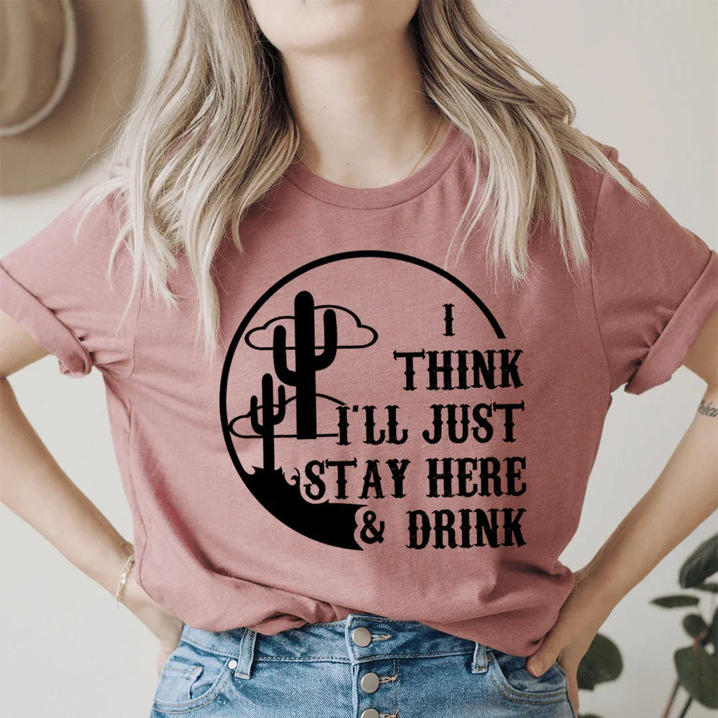 Funny Country Honky-Tonk Graphic Tee – \"I Think I'll Just product image 3