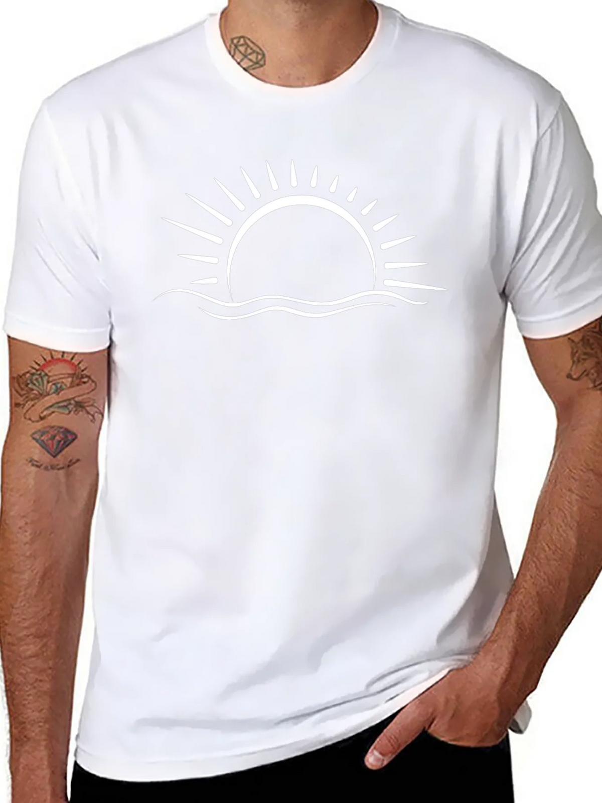 Sunset Wave Graphic Tee - Black Cotton Blend product image 7