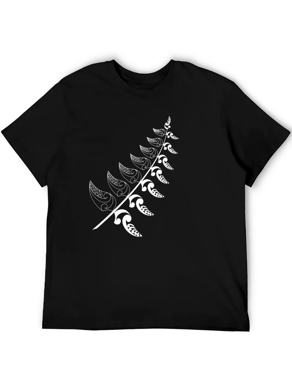 Black T-Shirt with White Fern Design product image 1