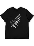 Black T-Shirt with White Fern Design product image 1