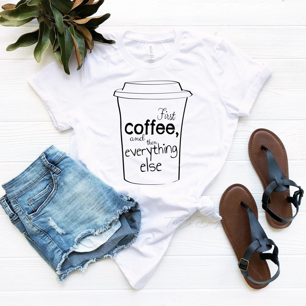 Coffee first, unisex Tshirt, mom Shirt, Funny lover gift For product image 2