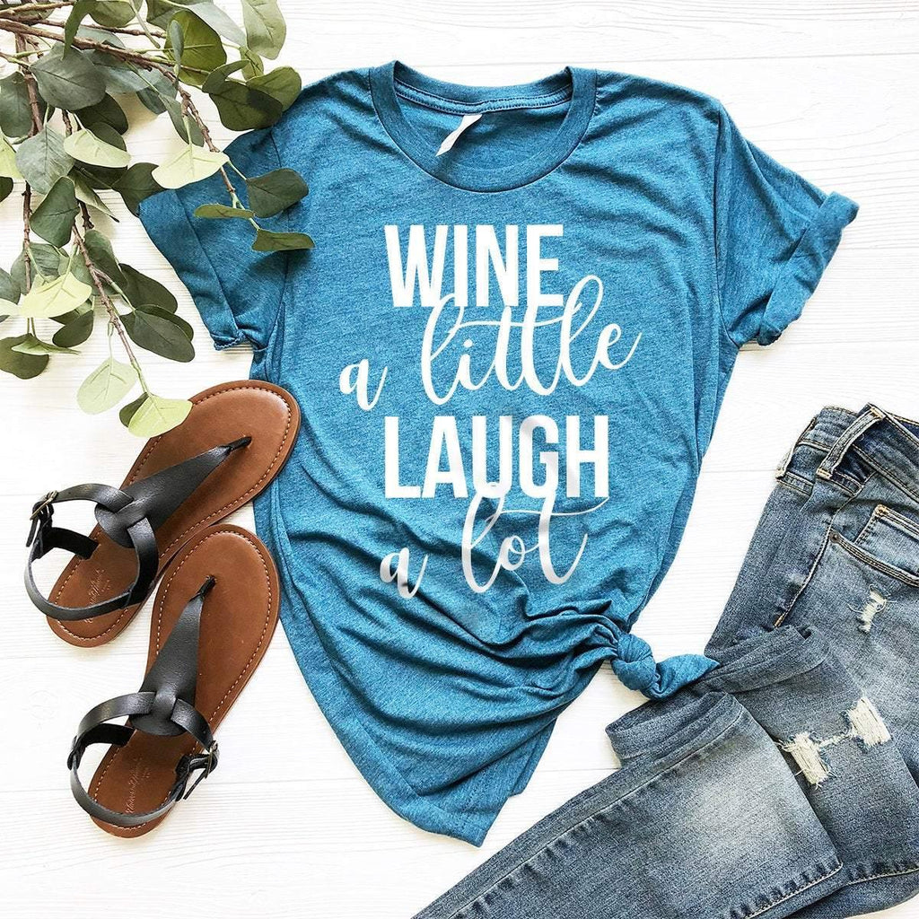 Wine A Little Laugh A Lot Shirt,Wine Lover Tee,Funny product image 5
