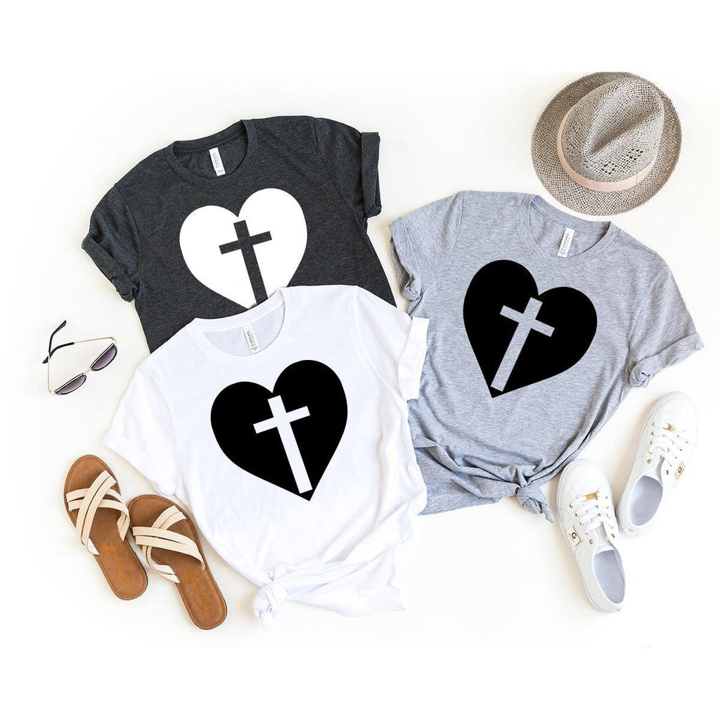 Cross In Heart T-Shirt, Jesus Lover Shirt, Christian product image 4