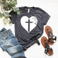 Cross In Heart T-Shirt, Jesus Lover Shirt, Christian product image 1