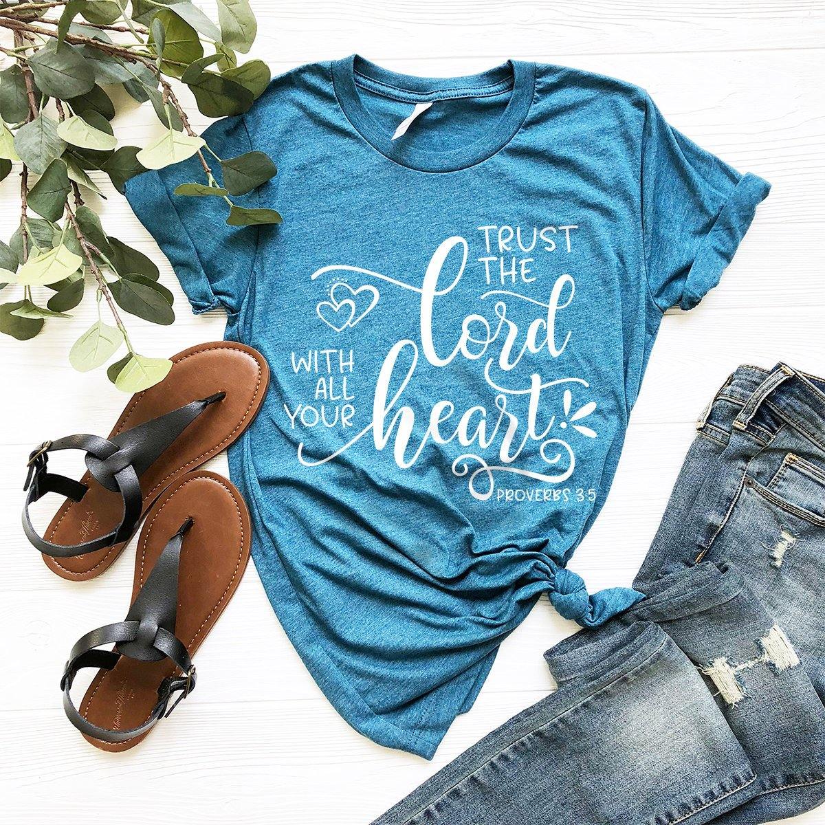 Bible Verse Quote Tee, Christ Shirt, Trust The Lord With product image 5