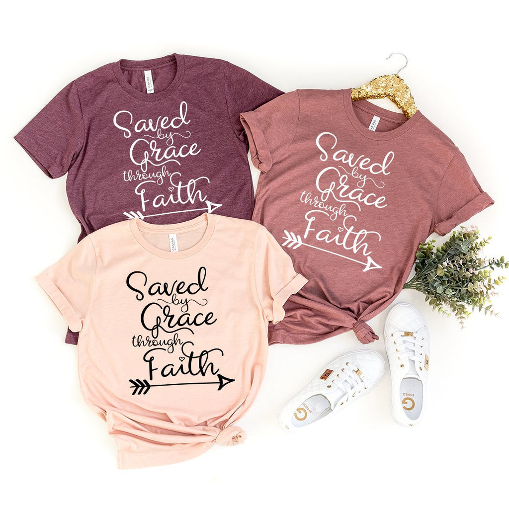Saved By Grace Through Faith T-Shirt, Christian Tee product image 3