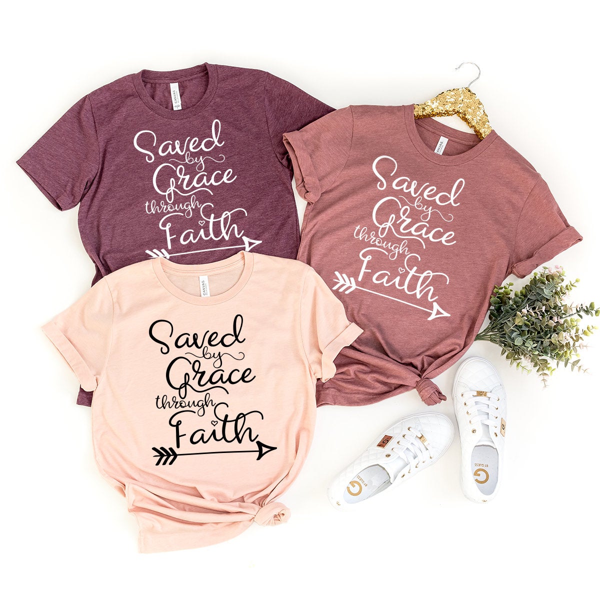 Saved By Grace Through Faith T-Shirt, Christian Tee product image 3