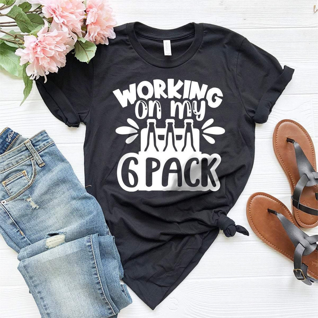 Funny 6 Pack Shirt, Working On My 6 Beer Lover T-Shirt product image 2