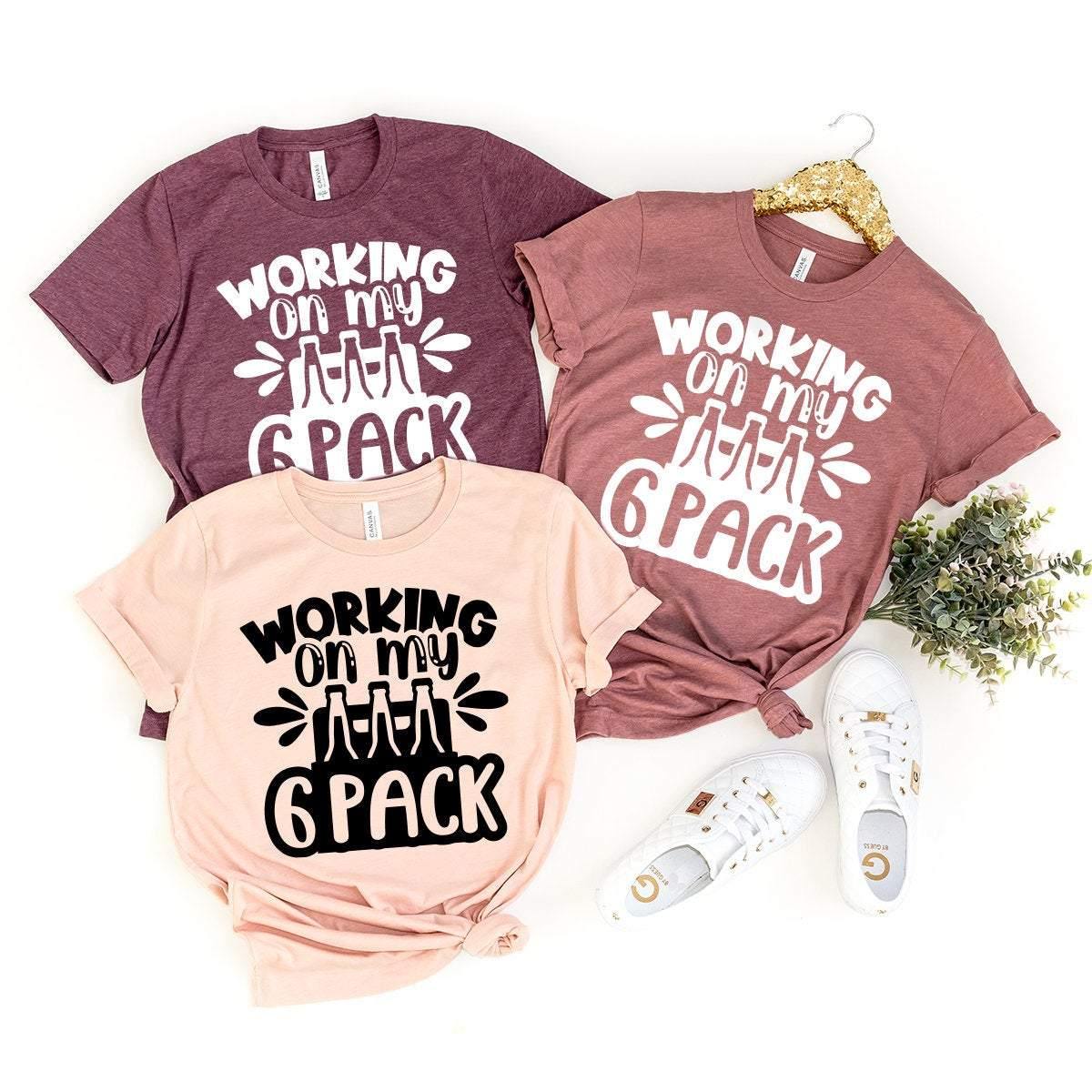 Funny 6 Pack Shirt, Working On My 6 Beer Lover T-Shirt product image 4