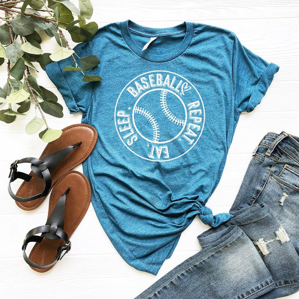 Eat Sleep Baseball Repeat Shirt, Slogan Lover Gift, Player product image 5