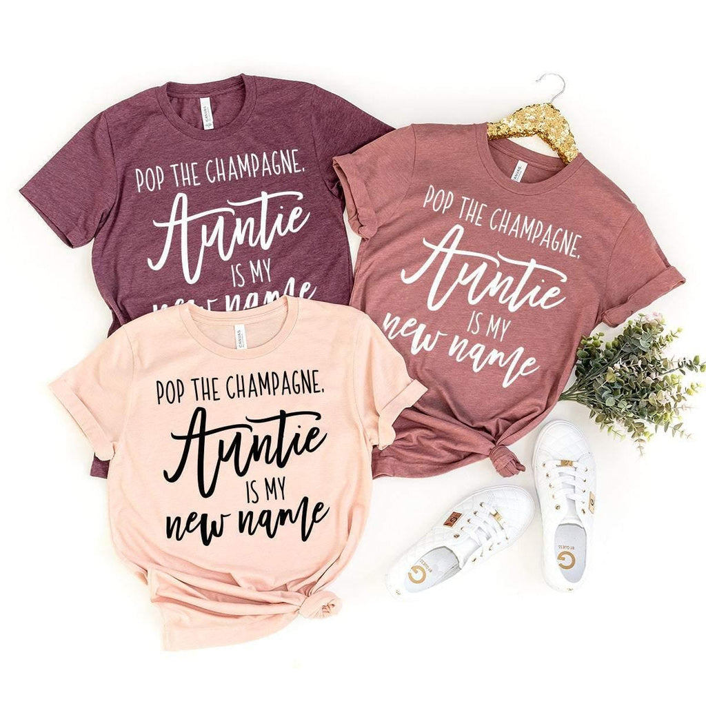 Pop The Champagne Auntie Is My New Name Shirt, Best Aunt product image 3