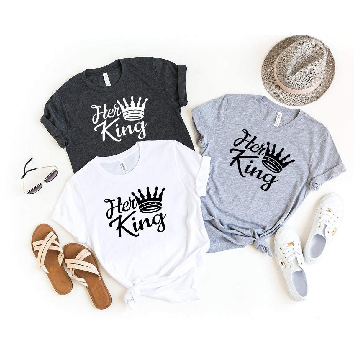 Couples Matching Shirt, Husband Wife His Quenn Her King product image 4